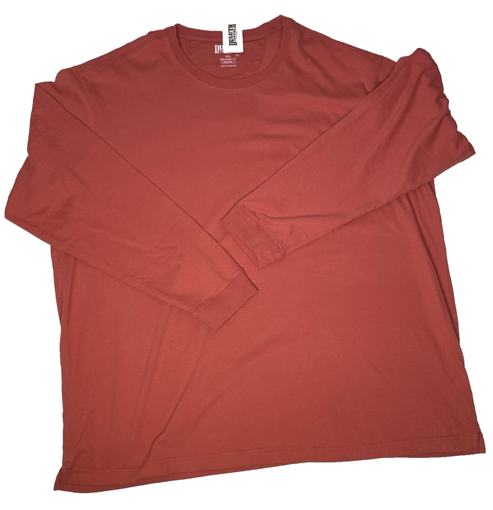 Duluth Trading Co Men’s Longtail T Relaxed Fit Long Sleeve Shirt 2XL Red NWT